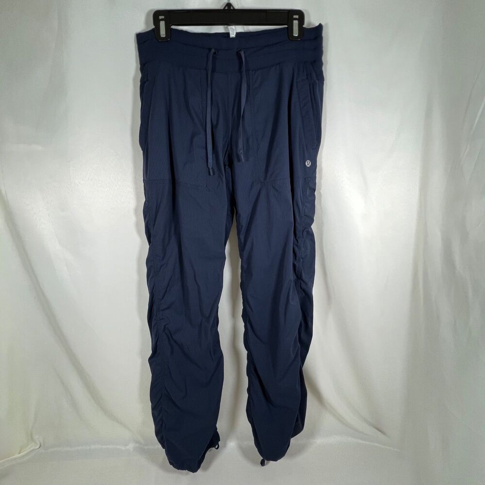Lululemon Navy Blue Cinch Hem Dance Studio Pants Drawstring Ruched Size 6 Reg